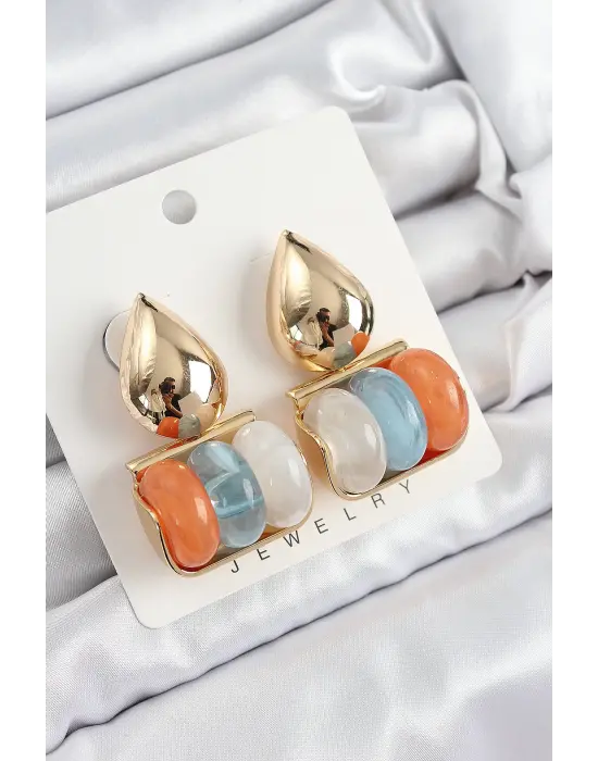 Pirinç Karışık Renk Vintage Model Kadın Küpe