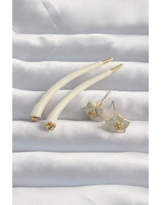  Krem Renk Botega Küpe