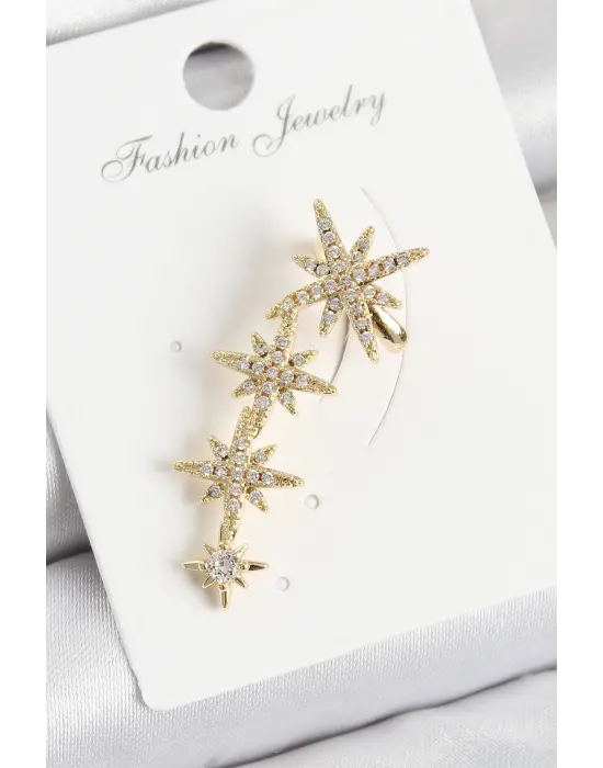 Pirinç Kutup Yıldızı Model Gold Renk Sağ Kıkırdak Küpe