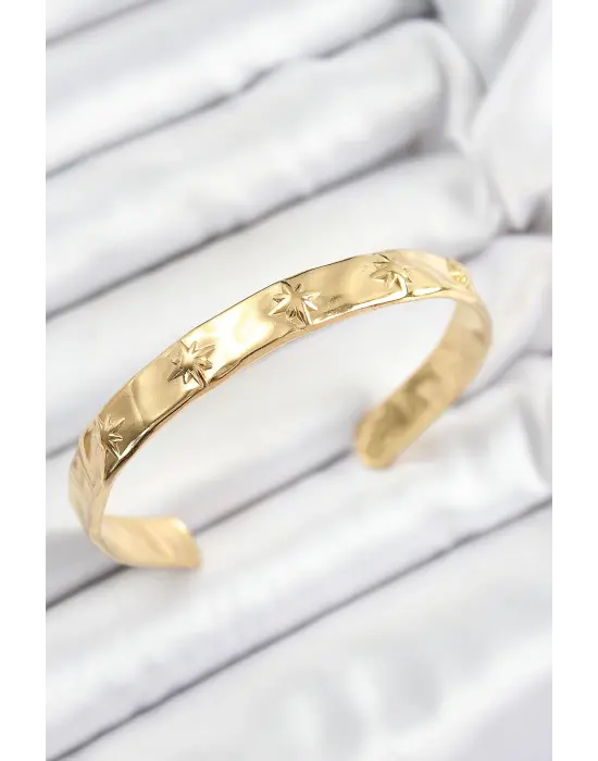 Çelik Kuzey Yıldızı Model Gold Renk Altı Açık Kadın Bileklik