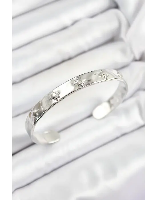 Pirinç Kuzey Yıldızı Model Gümüş Renk Altı Açık Kadın Bileklik