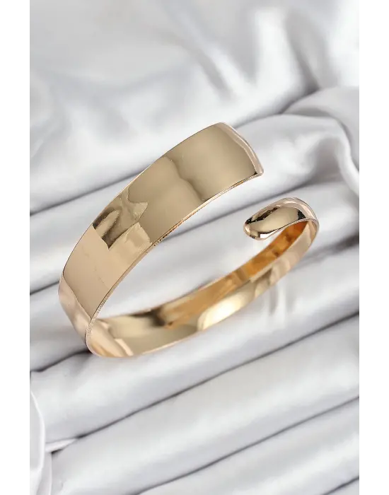 Pirinç Manşet Model Gold Renk Kadın Pazu Bileklik