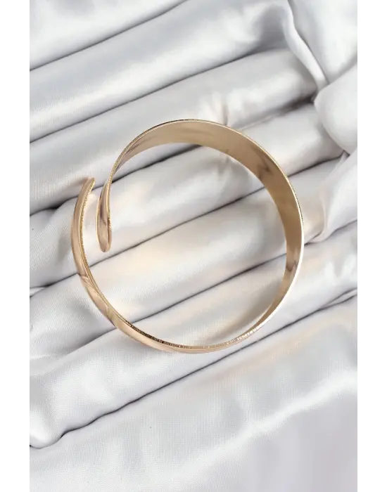 Pirinç Manşet Model Gold Renk Kadın Pazu Bileklik