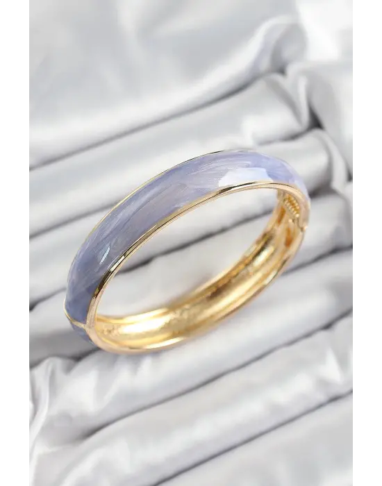 Çelik Mavi Mor Mineli Mermer Desen Model Gold Renk Kadın Kelepçe