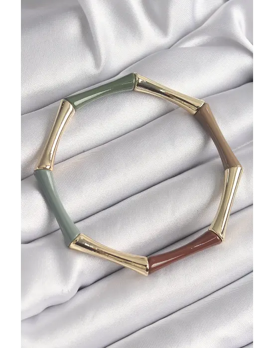 Pirinç Mix Renk Lastikli Bambu Model Kadın Bileklik