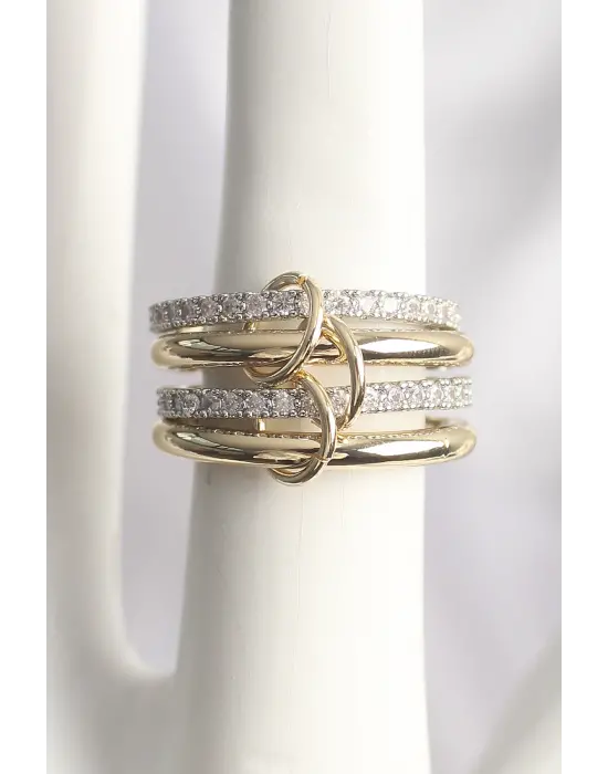 Pirinç Mix Renk Zirkon Taşlı 4Lü Kadın Yüzük