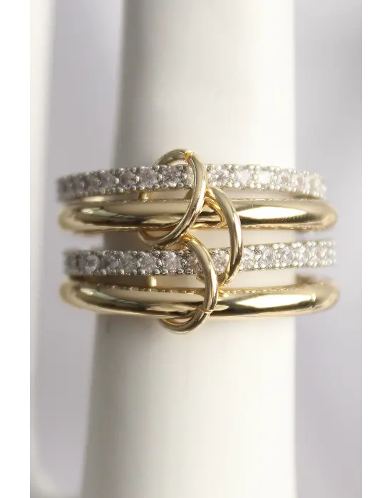 Pirinç Mix Renk Zirkon Taşlı 4Lü Kadın Yüzük