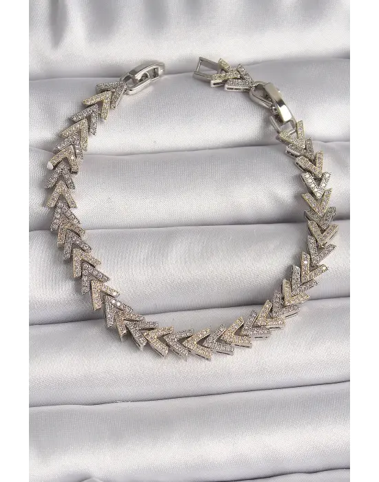 Pirinç Mix Renk Zirkon Taşlı Ok Model VIP Seri Kadın Bileklik