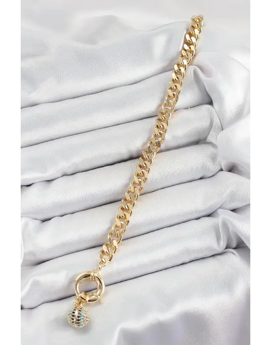 Pirinç Nazar Model Zirkon Taşlı Gold Renk VİP Seri Kadın Bileklik