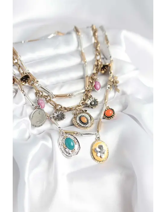 Otantik Charmlı Çift Katmanlı Çoklu Kadın Kolye