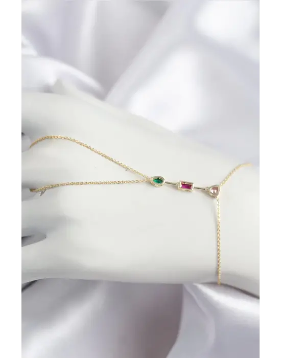 Pirinç Renkli Zirkon Taşlı Model Gold Renk Şahmeran