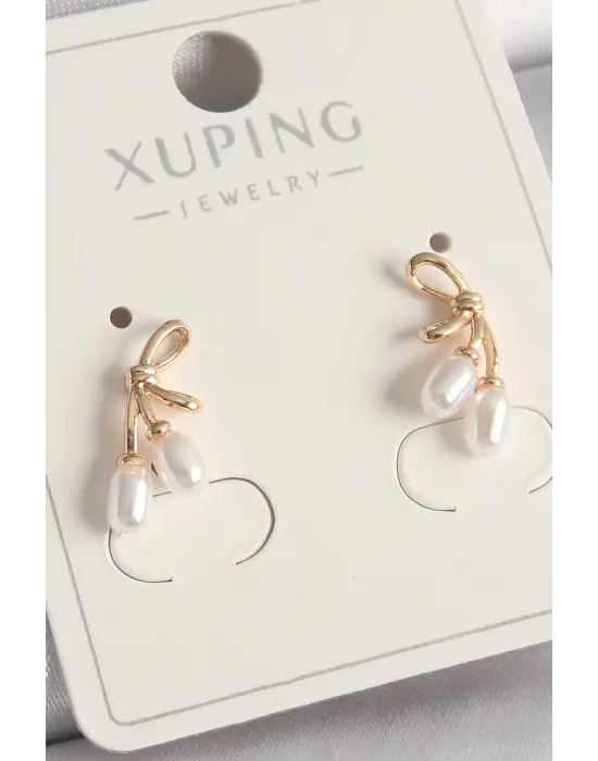  Rose Renk İnci Detay Düğüm Model Çelik Küpe