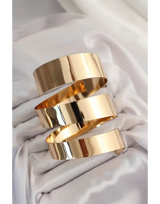 Pirinç Sarmal Gold Renk Kadın Pazu Bileklik