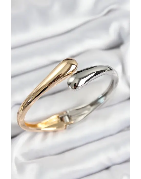 Pirinç Sarmal Model Gümüş Ve Gold Renk Kadın Kelepçe