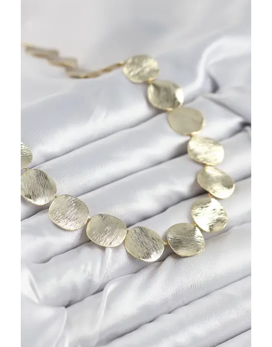 Pirinç Sıralı Para Model Gold Renk Kadın Kolye