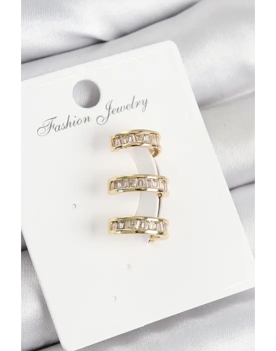 Pirinç Su Yolu Model Gold Renk Sağ Kıkırdak Küpe