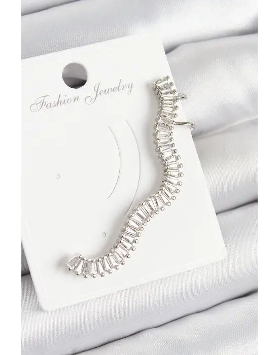 Çelik Su Yolu Model Gümüş Renk Sağ Kıkırdak Küpe