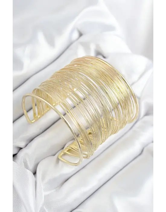 Pirinç Tel Sarma Model Gold Renk Kadın Bileklilk