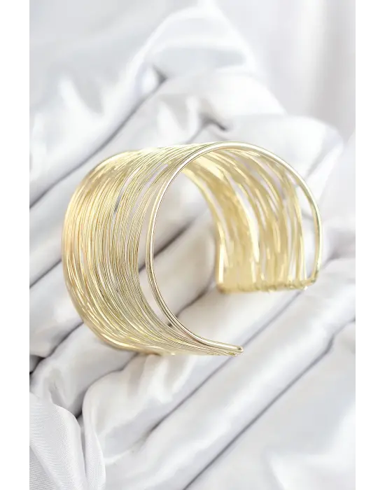 Pirinç Tel Sarma Model Gold Renk Kadın Bileklilk