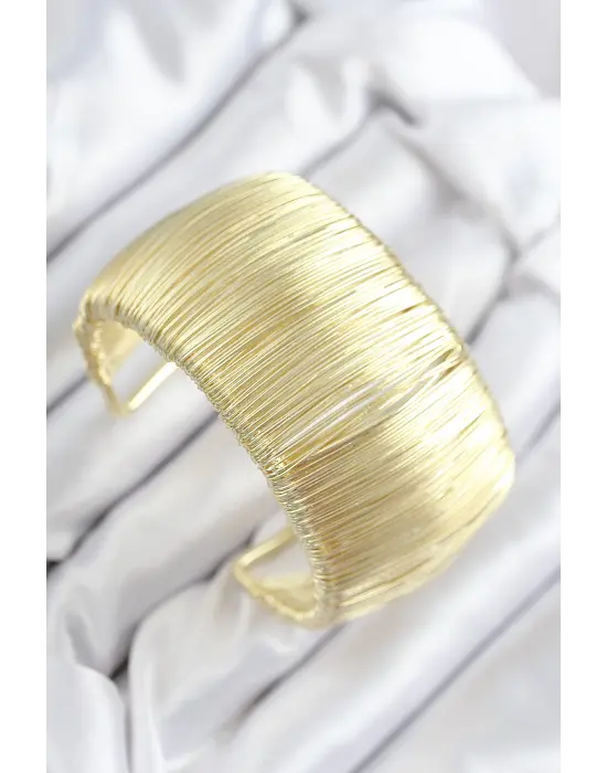 Pirinç Tel Sarma Model Gold Renk Kadın Bileklilk