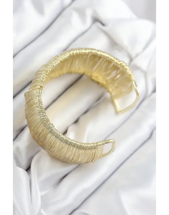 Pirinç Tel Sarma Model Gold Renk Kadın Bileklilk