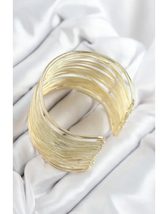 Pirinç Tel Sarma Model Gold Renk Kadın Bileklilk