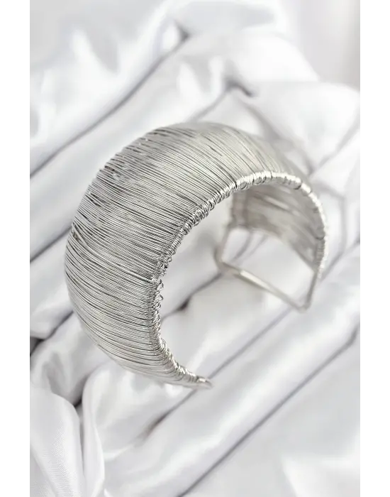 Pirinç Tel Sarma Model Gümüş Renk Kadın Bileklilk