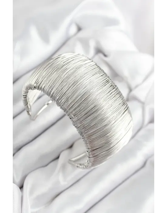 Pirinç Tel Sarma Model Gümüş Renk Kadın Bileklilk