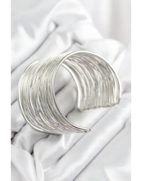 Pirinç Tel Sarma Model Gümüş Renk Kadın Bileklilk