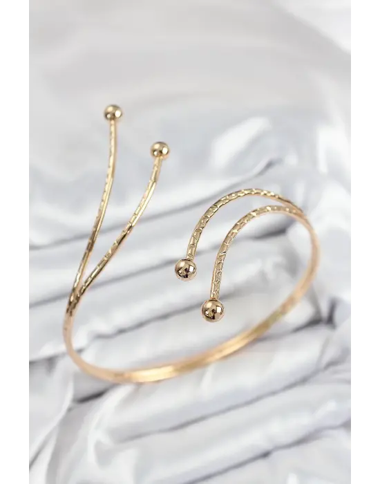 Pirinç Topcuk Model Gold Renk Kadın Pazu Bileklik