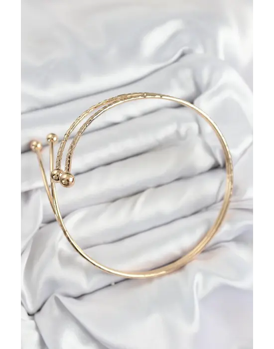 Pirinç Topcuk Model Gold Renk Kadın Pazu Bileklik