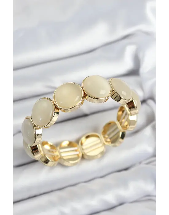 Pirinç Vintage Model Gold Renk Lastikli Kadın Bileklik