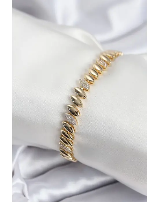 Pirinç VIP Seri Gold Renk Arpa Model Kadın Bileklik