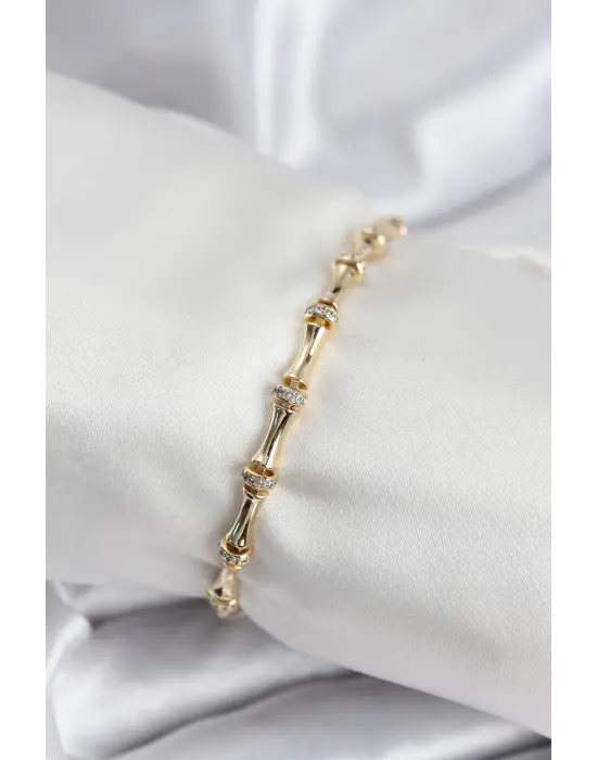 Çelik VIP Seri Gold Renk Kemik Model Kadın Bileklik