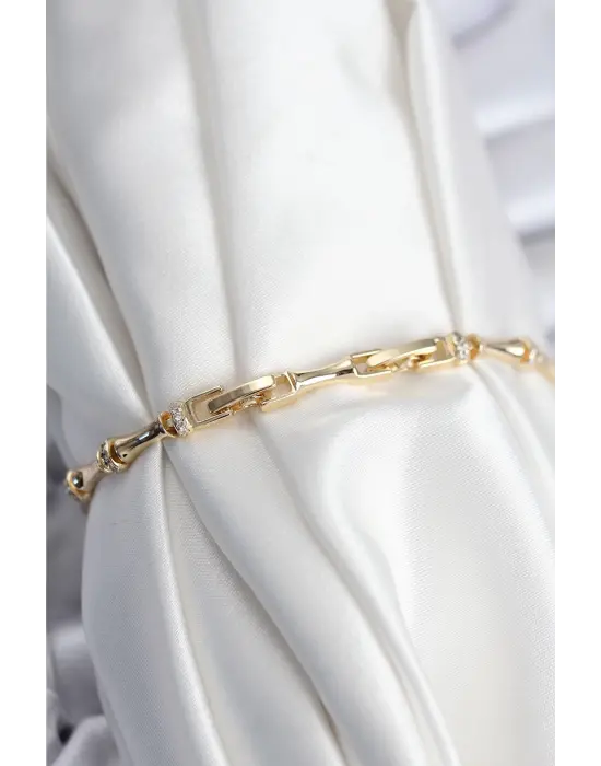 Çelik VIP Seri Gold Renk Kemik Model Kadın Bileklik