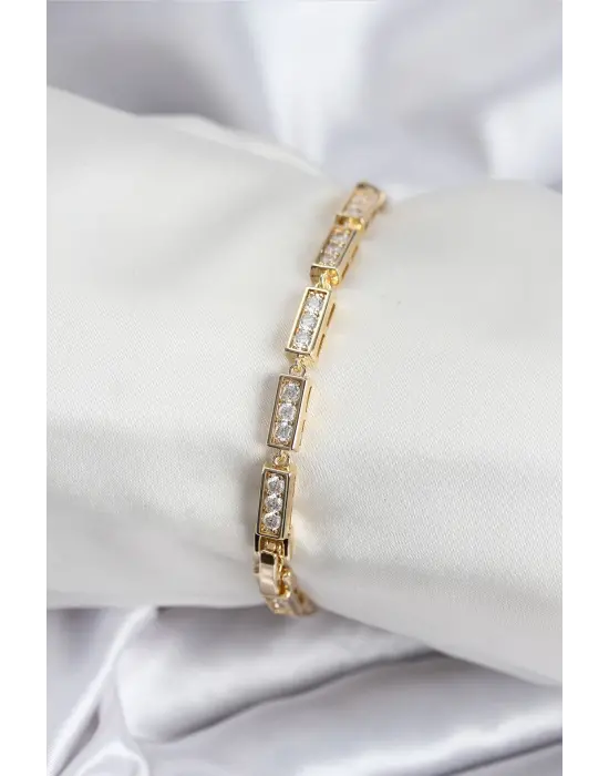 Pirinç VIP Seri Gold Renk Parçalı Model Kadın Bileklik