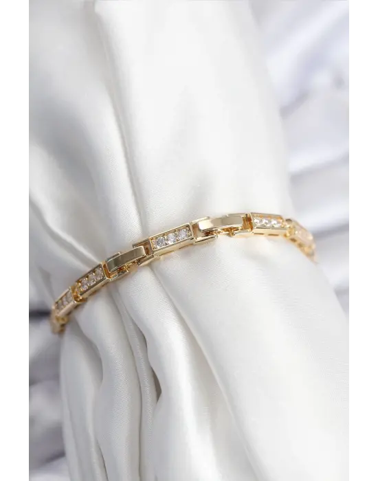 Pirinç VIP Seri Gold Renk Parçalı Model Kadın Bileklik