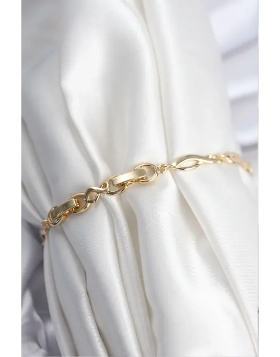 Pirinç VIP Seri Gold Renk Sıralı Damla Model Kadın Bileklik