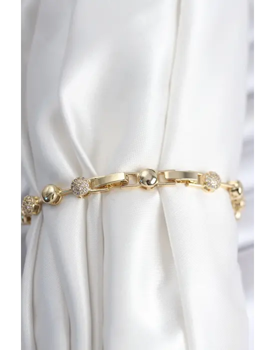 Pirinç VIP Seri Gold Renk Topçuk Model Kadın Bileklik