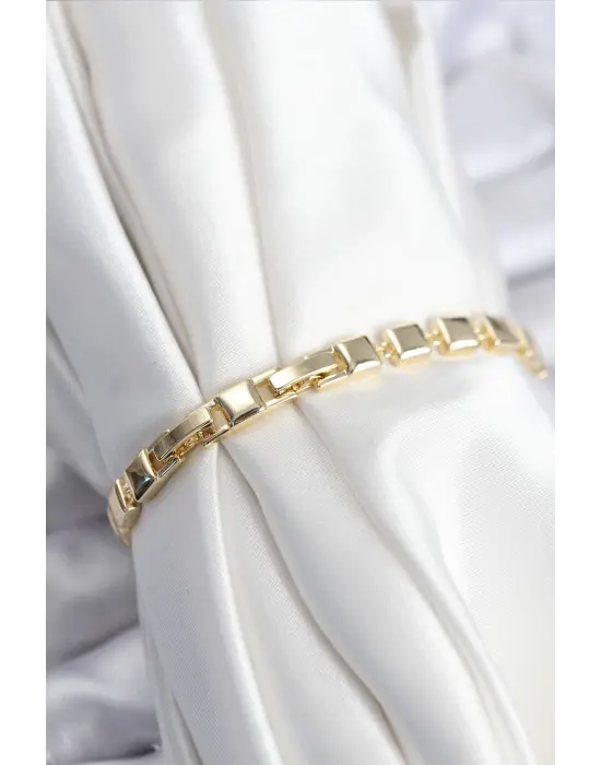 Pirinç VIP Seri Gold Renk Zirkon Taşlı Model Kadın Bileklik