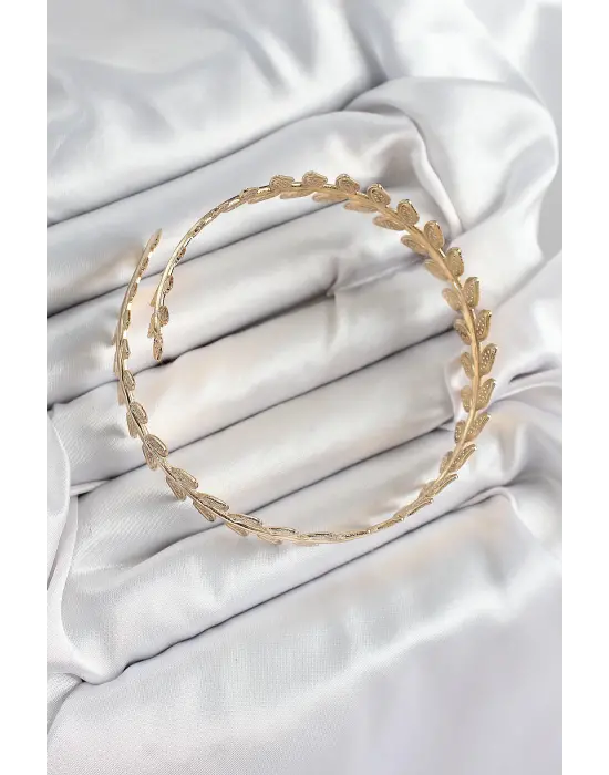 Pirinç Yaprak Model Gold Renk Kadın Pazu Bileklik