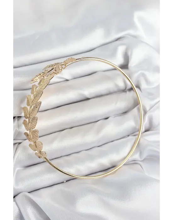 Pirinç Yaprak Model Gold Renk Pazu Bileklik