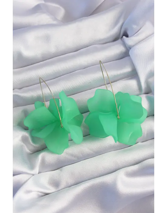  Yeşil Renkli Flora Küpe