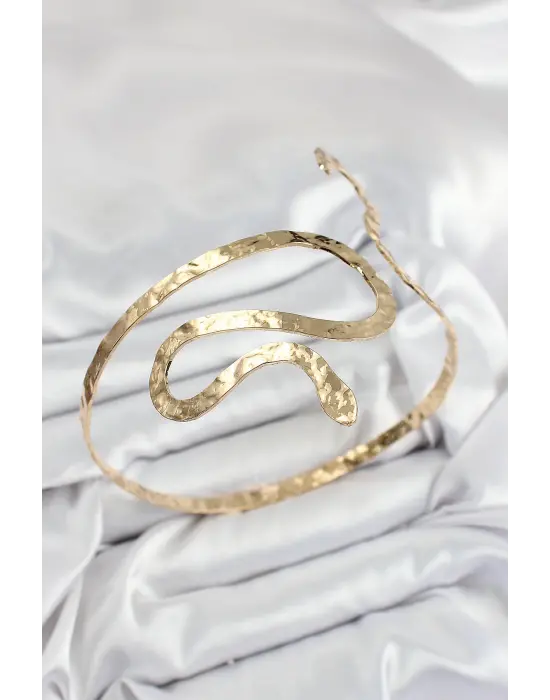 Pirinç Yılan Model Gold Renk Kadın Pazu Bileklik