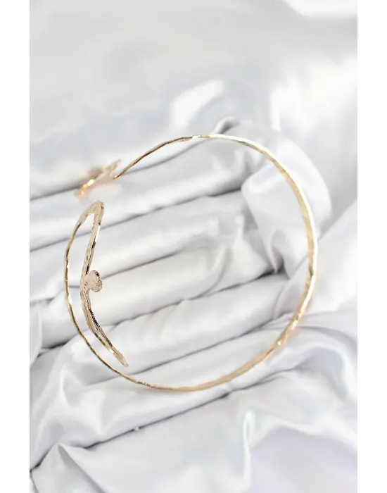 Pirinç Yılan Model Gold Renk Kadın Pazu Bileklik