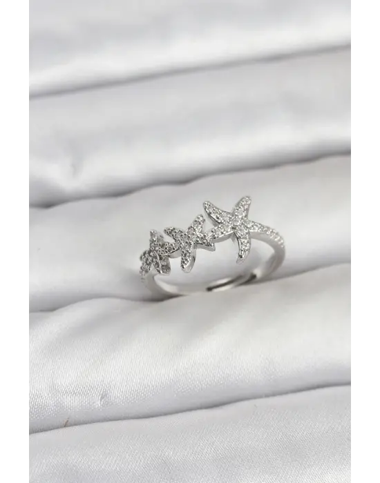 Pirinç Deniz Yıldız Model Gümüş Renk Kadın Yüzük