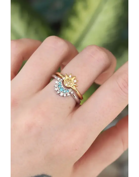  Zirkon Taşlı 2li Ayarlanabilir Arkadaş Yüzüğü