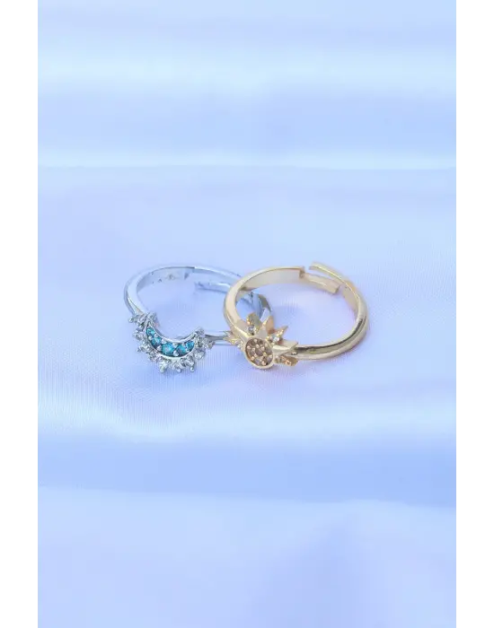  Zirkon Taşlı 2li Ayarlanabilir Arkadaş Yüzüğü