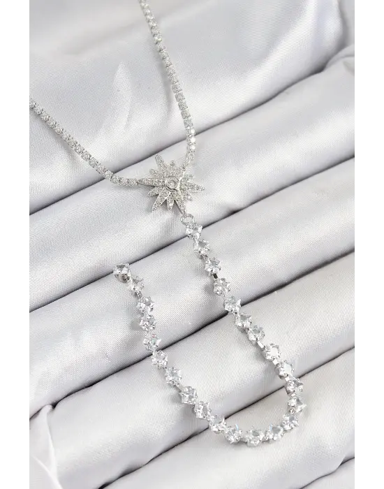 Pirinç Zirkon Taşlı Kutup Yıldızı Model Gold Renk Y Kolye