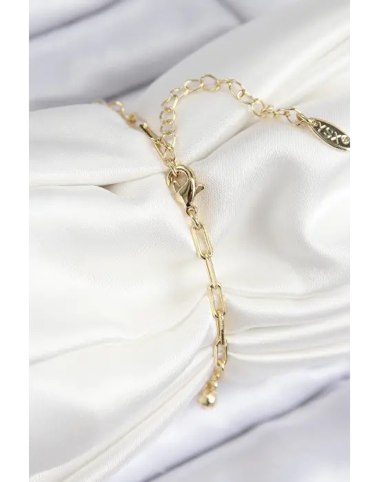 Pirinç Zirkon Taşlı Nazar Boncuğu Model Gold Renk Kadın Bileklik